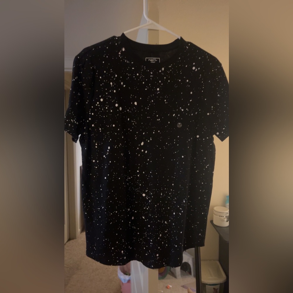 Splattered black and white shirt. Size small.